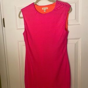 Silence + Noise hot pink (orange underlay) dress
